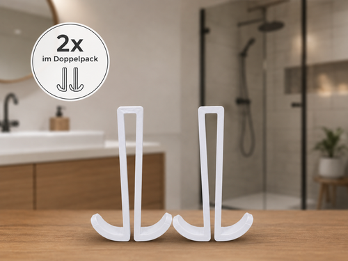 Duschwand-Haken im 2er Set – Ohne Bohren | Handtuchhalter für Glasduschen