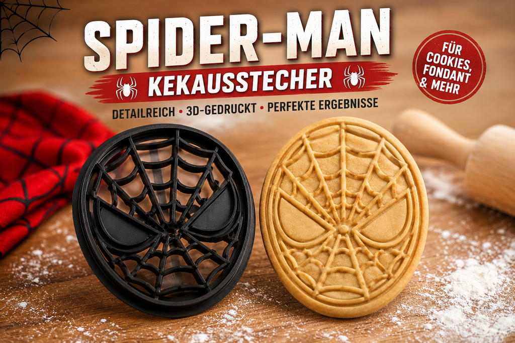 Spider-Man Keksausstecher | 3D gedruckter Cookie Cutter | Superhelden Ausstecher | Fondant Stempel | Geschenk für Marvel Fans